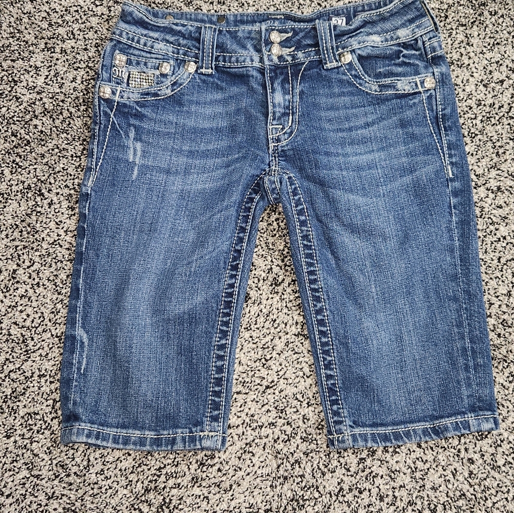 Y2k Miss Me Cropped Bermuda Shorts,Skull Pocket Accent,Bling, Women's 27, 2000's - Picture 10 of 10